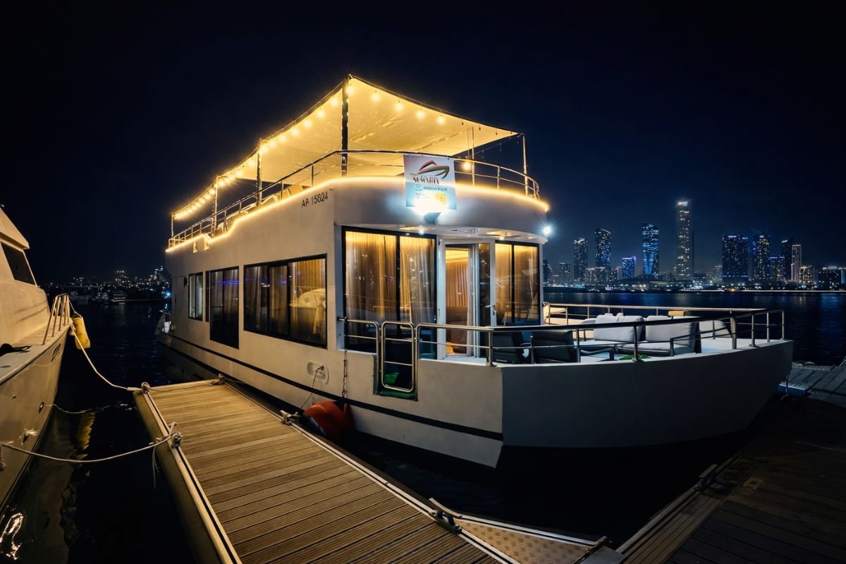 Private Ramadan houseboat experience on the sea at golden hour