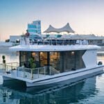 Elegant birthday yacht lounge with soft lighting and decor
