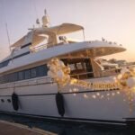 Luxury birthday yacht exterior at marin