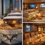 Luxury yacht birthday dining setu
