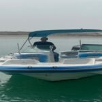 Fishing and cruising speedboat side profile near Abu Dhabi coast
