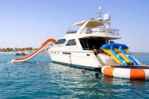 Elegant Princess yacht experience with luxury seating and modern interiors