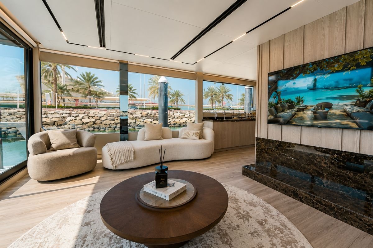 Maya Boat Luxury floating villa yacht in Abu Dhabi marina