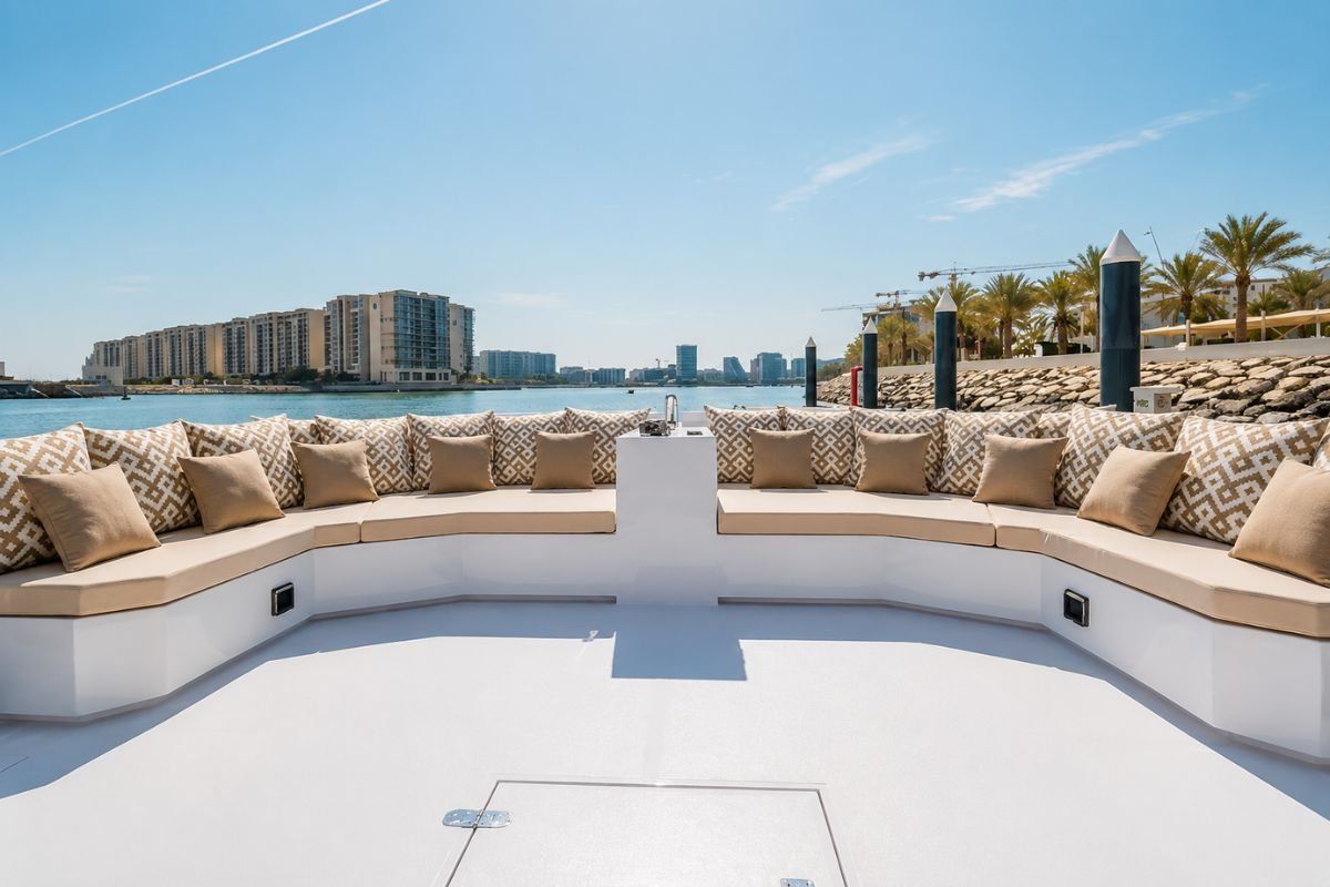 Premium Maya Boat rooftop and outdoor seating experience UAE