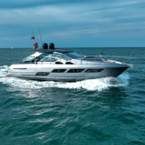 Pershing 5x Shark Grey luxury F1 yacht charter cruising for the Abu Dhabi Grand Prix weekend.