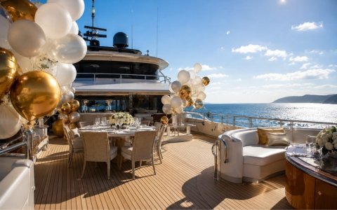 Birthday yacht party in Abu Dhabi with balloon decorations