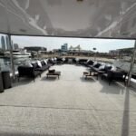 Amber Regent yacht rental large upper deck lounge, Yas Marina, Abu Dhabi