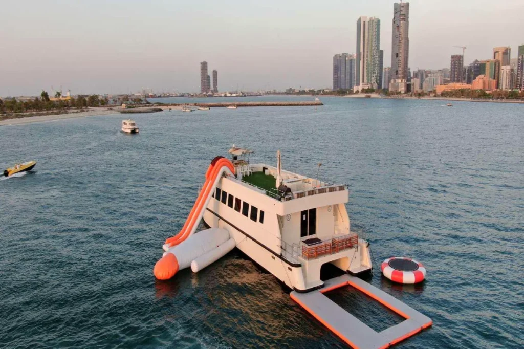 Butinah Boat water slide and sea pool off Abu Dhabi Corniche