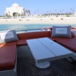 Pershing 62 aft deck lounge with table