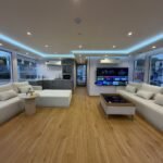 Serenity Haven houseboat – air-conditioned salon with sofas and TV, Al Qana, Abu Dhabi